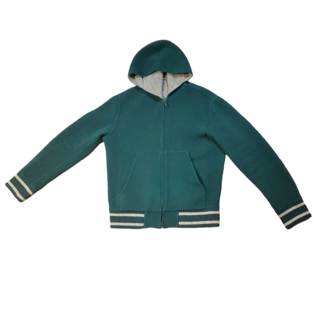HEVO Men’s Green Wool Blend Zip Hoodie Jacket IT 50 Large